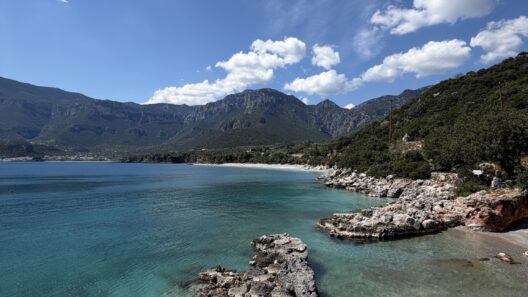 Crystal-clear coastline of Kyparissi, Laconia, Greece
